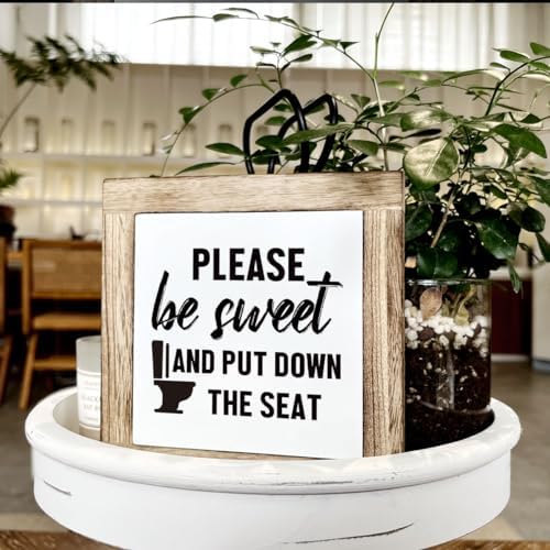 Wooden Box Signs for Home Decor, Funny Bathroom Sign, Please Be Sweet and Put Down the Seat Sign, Farmhouse Bathroom Decor Tabletop, Rustic Bathrooms Signs - Image 4