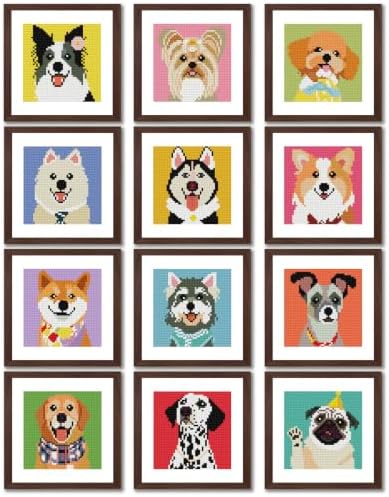 12 Pcs Small Diamond Art Kits Dogs Animals Diamond Art Kits for Adults by Aestalrcus
