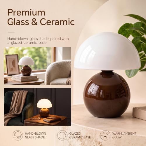 Dawnwake Mushroom Lamp Table Lamp for Bedroom-Small Desk Table Lamps,Coffee - Image 3