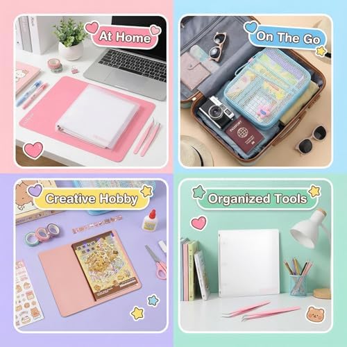 8-in-1 Sticker Storage & Organization Kit for Adults — 3D Scene Book, Storage Album, Mesh Bag, Double-Sided Mat, Tweezers & Tools, Scrapbook & Journal Set - Image 2
