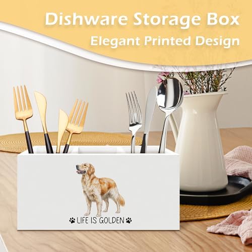 Golden Retriever Gifts Pen Pencil Holder, Dog Lover Gifts for Christmas Dog Lovers Women Girls, Inspirational Life Is Golden Wooden Pen Pencil Organizer for Home Office Bathroom Desk Decor - Image 4
