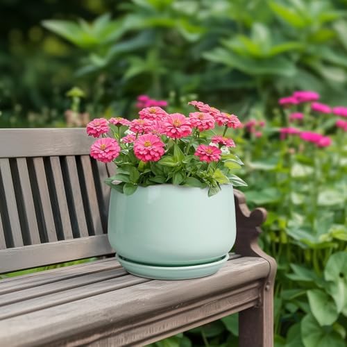 G EPGardening Ceramic Plant Pots, 7 Inch Planter, Mint Green - Image 4