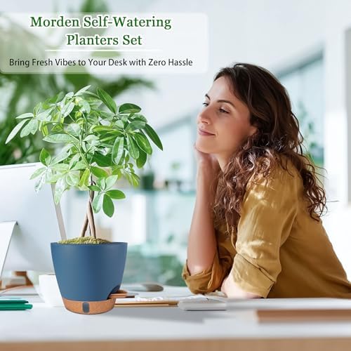 Self Watering Pots for Inoor Ourdoor Plants 10/9/8/7/6.5 Inch, 5 Pack - Image 4