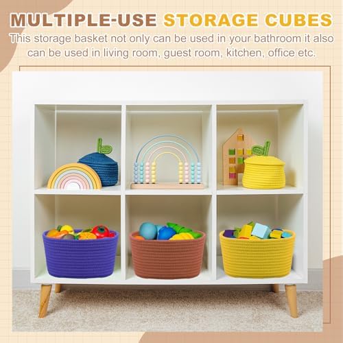 uxcell Small Woven Basket, 8.3x5.9x4.7 Inch Rectangular Rope Basket Decorative Gift Chest Box Cute Mini Woven Storage for Organizing Shelf Storage Bedroom Home Decor, Light Gray - Image 5