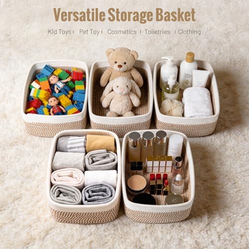 5 Pack Small Woven Storage Baskets for Shelves, Gift Baskets Empty - Image 4