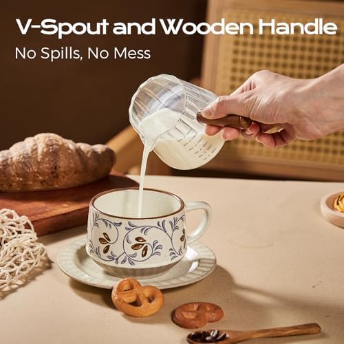 YARRAMATE 6oz Glass Espresso Measuring Cups, 2 Pack with Handle - Image 5