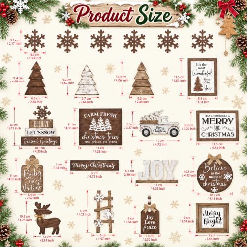 Mifoci 18 Pcs Farmhouse Tiered Tray Decor Home Wooden Signs - Image 3