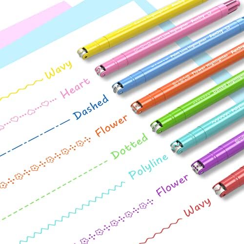 AECHY Dual Tip Curve Highlighter Pens,6 Pattern Roller & 8 Chisel Tip Pens - Image 3