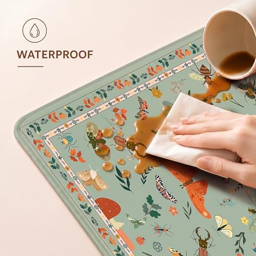 Large Desk Mat, Cottagecore Mouse Pad with Stitched Edges, Extended Keyboard Pad for Office & Gaming, Non-Slip Waterproof Desk Mouse Pad (Sage Green) - Image 5