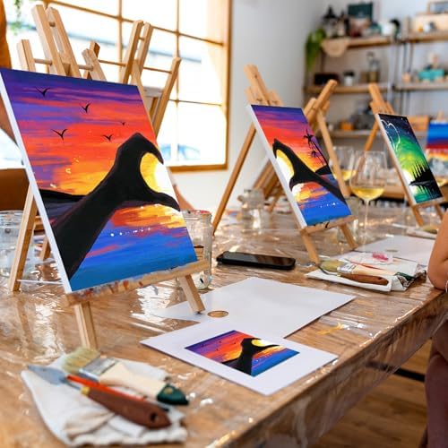 Sip and Paint Kit for Adults,Pre Drawn Canvas 4 Pack Painting Kit Party Date Night Couples Paint Art Canvas Set Valentine 8x10 in - Image 3