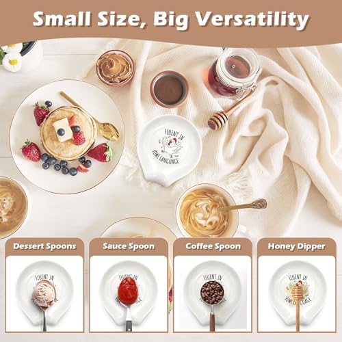 Funny Rooster Coffee Spoon Rest, Ceramic Coffee Spoon Holder for Coffee Lovers Friends Birthday Christmas Housewarming Gift, Cute Small Spoon Rest Kitchen Counter Coffee Bar Station Accessories Decor - Image 5