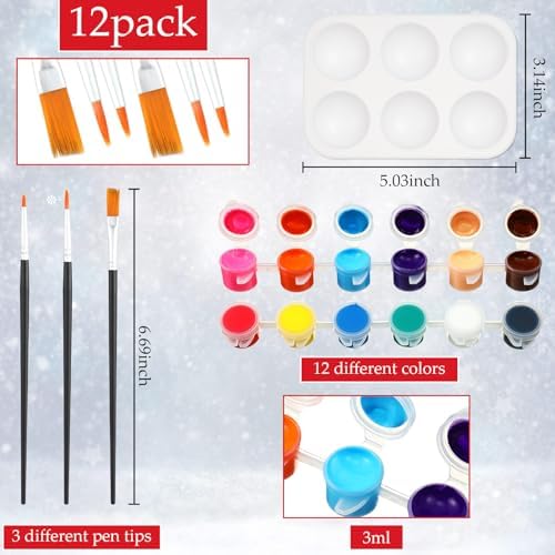 Ctosree 12 Pack Paint and Sip Kit Pre Drawn Canvas, Classic Xmas, 8x8'' - Image 5