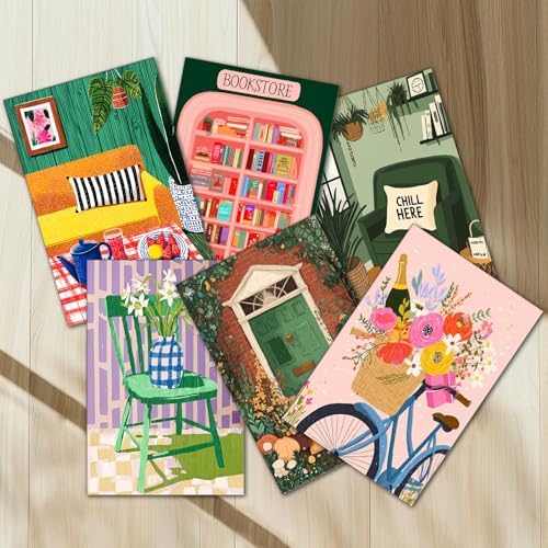 Tucocoo 6 Pack Cozy Scenery Paint by Numbers Kits for Adults 8x12 inch Room Porch Bookstore Bike Flowers Scence Painting Easy Acrylic Paint by Number DIY Oil Acrylic Pigment Drawing Paintwork - Image 4