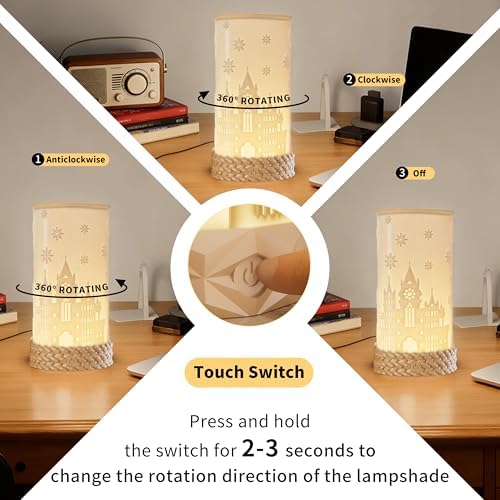 Rotatable Cordless Table Lamp, 3 Color Temperature Bedside Lamps with USB C Charging, Touch Control Rechargeable Battery Powered Nightstand Lamp for Bedroom, Nursery, Home Decor - Image 3