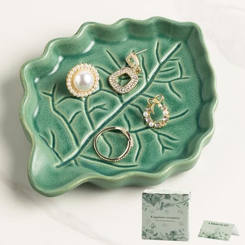 Ceramic Leaf Ring Dish, Small Trinket Tray with Gift Box by Unknown