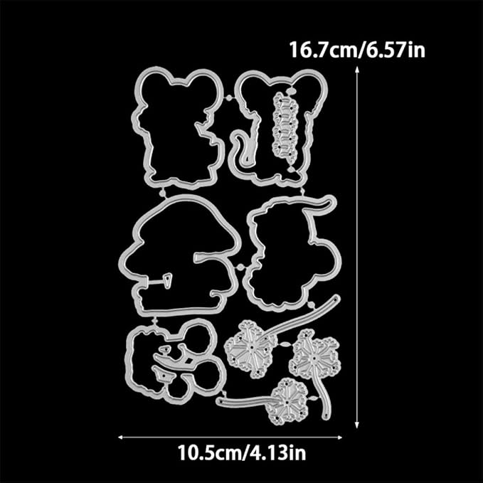 Flower Mouse Mushroom Stamps and Cutting Dies for Card Making DIY Transparent Silicone Clear Stamp and Metal Die Cuts Sets for Scrapbooking Paper Greeting Cards Decor Seals Craft Supplies