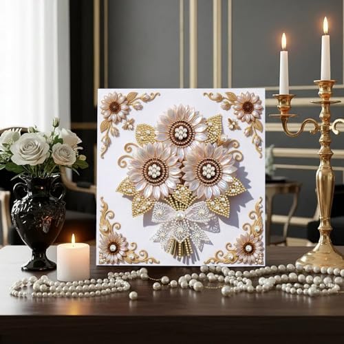5D DIY Pearl Painting with Frame Floral Theme Handmade Healing Home Wall Decoration Creative 9.84x9.84in Tools -Flower-3 - Image 5