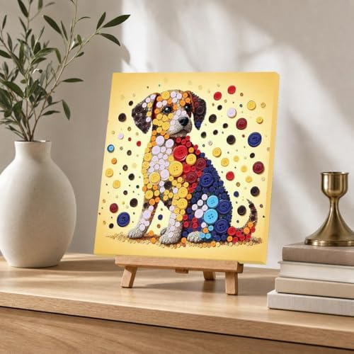 Framed Button Art Kit 11.8" DIY Mosaic Craft for Adults(Dog) - Image 5