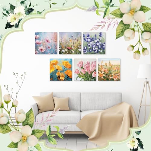 Affrolling 12 Pcs Pre Drawn Canvas for Painting for Adults 8 x 8 Inch Canvas Painting Kits Stretched with Drawing Ready to Paint Beginner Artists Date Night Party Supplies(Flower) - Image 5