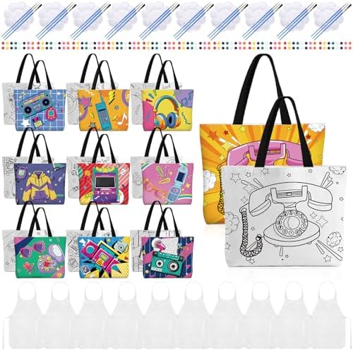 Locmeo 10 Set Paint and Sip Canvas Bags Pre Drawn Kit,Disco by Locmeo