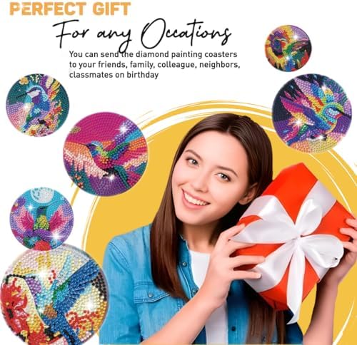 8 Pcs Humming Bird Diamond Painting Kits | Diamond Painting Kits with Holder | Diamond Art Coasters for Beginners Adults - Perfect Art Craft Supplies Gift!… (Humming Bird) - Image 4