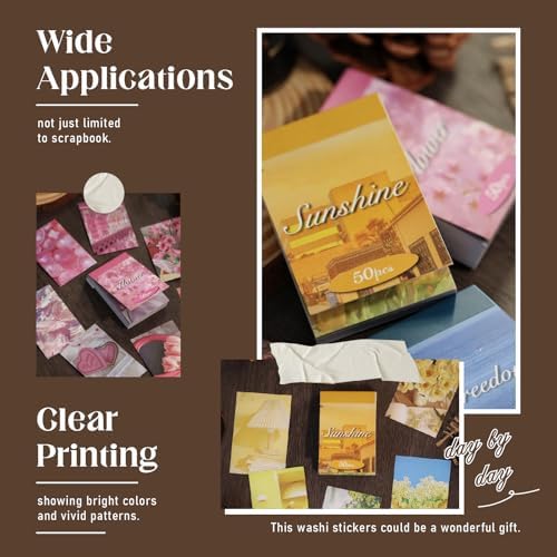 Bomichi Washi Stickers, 6 Sets 300 Pcs Aesthetic Sticker Book for DIY Journaling, Journaling Supplies for Bullet Journal Art Diary Card Craft Gifts Planner Notebook - Image 2