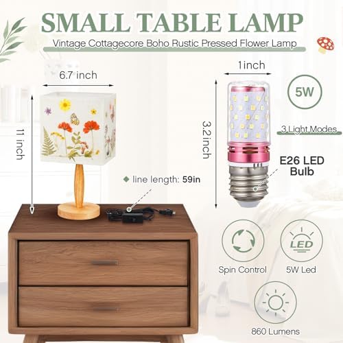 Hortsun Pressed Flower Vintage Table Lamp,Square - Image 2
