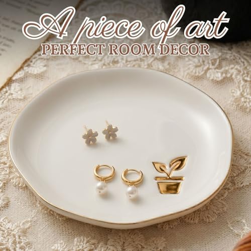 InnoBeta Plant Lovers Gardening Gifts for Women, Gardeners, Ceramic Jewelry Tray for Female, Dish Decor for Birthday, Christmas - Image 2
