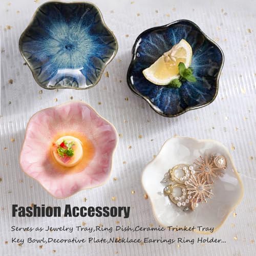 Jewelry Tray,Ring Dish,Ceramic Trinket Tray,Key Bowl,Decorative Plate,Necklace Earrings Ring Holder for Mom Friends Sister Daughter (Dark Blue) - Image 4