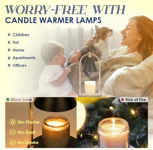 Candle Warmer Lamp with Timer, Electric Black Light for Bedroom, Dimmer Wax Melts Warmer for Candle Jars, Beside Lamp Gifts for Women Home Decor (2 Bulbs Included) - Image 3