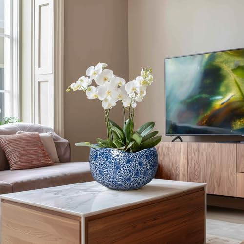 10 Inch Plant Pot, Ceramic Pots for Plants Indoor, Blue - Image 4
