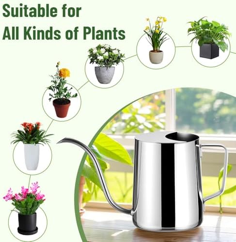 Doseno Indoor Watering Can, Long Spout Watering Can, Stainless Steel, 20 oz - Image 6