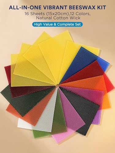 LumaCraft Beeswax Sheets for Candle Making Kit – 16PCS 100% Pure Natural Beeswax Candle Sheets for Rolling Candles – DIY Handmade Candle Making Kit for Family Holiday Party Gift Craft Decor - Image 5