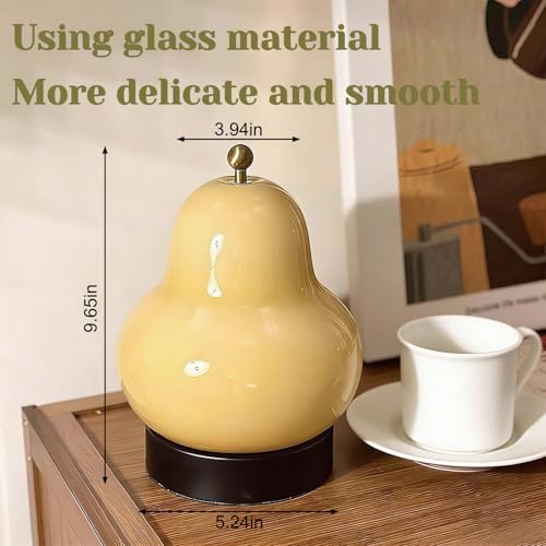 Bedside Touch Control Table Lamp,Pear Mini USB Rechargeable 3 Color Desk Lamp, Warm Ambient Portable Night Light for Bedroom Living Room Home Decor Ideal Gift for Men Women(Cream) - Image 6