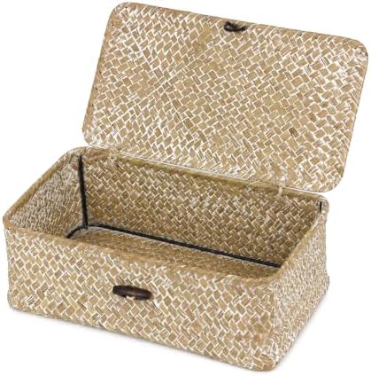 Seagrass Wicker Storage Basket with Lid, Small, Whitewash by ORDELITE