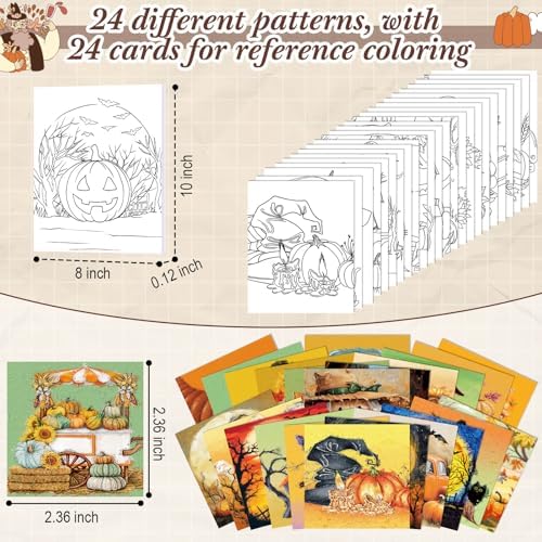 Sherr 24 Pcs Pre Drawn Canvas for Adult, Autumn Halloween, 8 x 10 Inch - Image 3