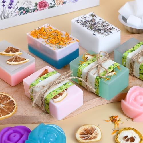 Jcoos Soap Making Kit, Soap Making Kit for Adults, Teen- Shea Butter Glycerin Melt and Pour Base, Molds, Dye, Fragrances, Dried Flowers, DIY Craft for Beginners Women,Gift Boxes for Mother's Day - Image 6