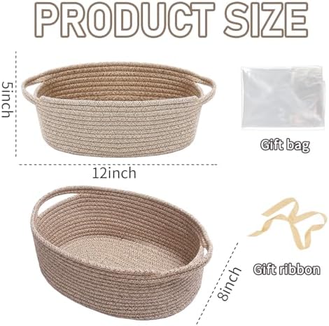 JMvicyroam Small Woven Basket, Empty Gift Basket, Oatmeal/1 Pack - Image 2