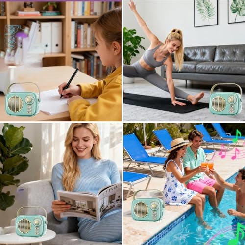 Retro Bluetooth Speaker,Vintage Decor for Kitchen Desk Bedroom Office Blue - Image 7