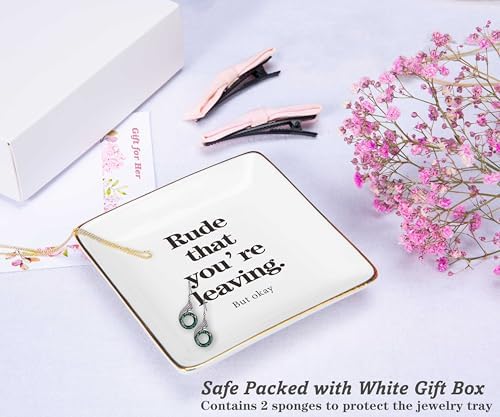 Rude That You're Leaving-Funny Colleagues Promotion,Farewell,Retirement,Goodbye,Leaving New Job Gifts for Coworkers Boss Leader-Appreciate Christmas Gift-Ceramic Jewelry Tray Trinket Holder Ring Dish - Image 2