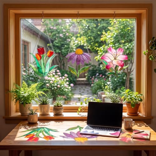 36 Pcs Suncatchers Crafts Kit DIY Paint Art,Flower Shape - Image 4