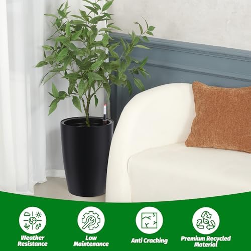Garvee Tall Planters for Outdoor Plants, 16 in Planters Set of 2, Black - Image 6