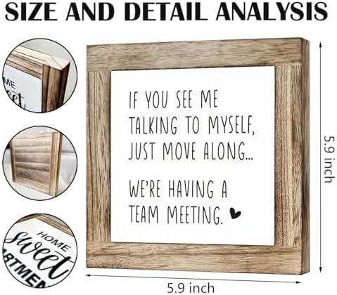 Office Decor, Funny Meeting Sign, If You See Me Talking To Myself Move Along We're Having A Team Meeting Sign, Wooden Box Signs for Office Decor, Work Humor, Office Tabletop Desk Decor, white - Image 2