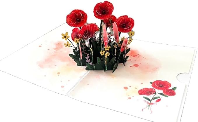 3D Red Pansy Pop-up Card, 3d Birthday Card, Thinking of You, Happy Mother Day, All Occasions, F53