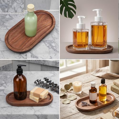 6 Pcs Small Acacia Wood Serving Trays – 7.5” x 4.1” Mini Wooden Platters, Rustic Farmhouse Vanity Organizer for Bathroom Counter, Coffee Bar, Jewelry, Appetizer, Charcuterie Board Set - Image 4