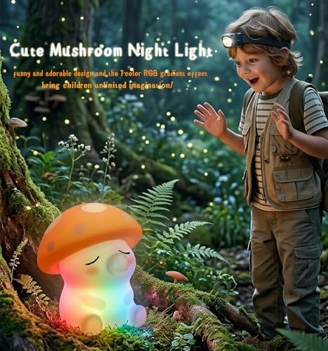 Mushroom Night Light,Cute Touch for Kids Mushroom Lamp Nursery Decor Light - Image 6