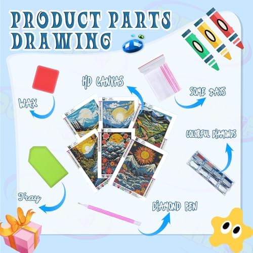 DOZEEZOP 6-Pack Diamond Art Kit for Adults, 5D Diamond Painting 12x16 Inch - Image 3