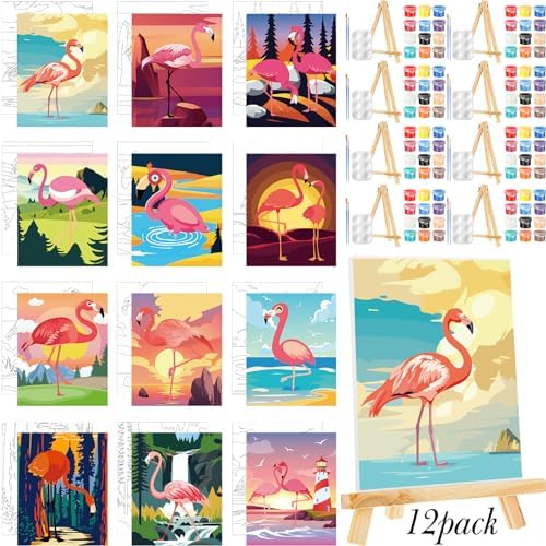 Zhanmai 12 Set Paint and Sip Kit for Adult 8''x10'', Flamingo by Zhanmai