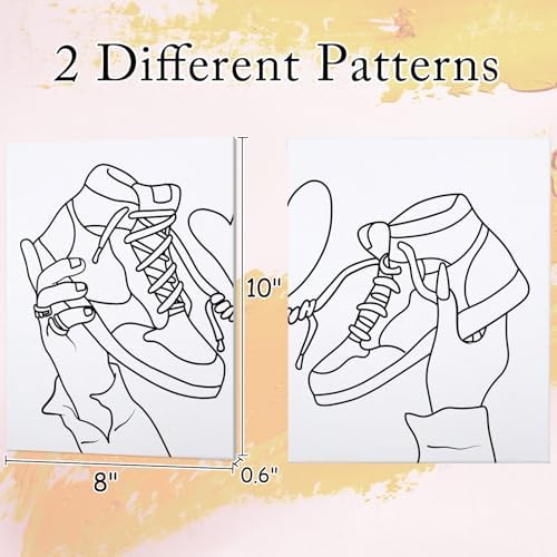 VOCHIC 2 Pack Couples Paint Party Kits Pre Drawn Canvas for Adults Paint and Sip Kit Date Night Games for Couples Painting Valentine's Day (8x10 Inches, Sneakers) - Image 4