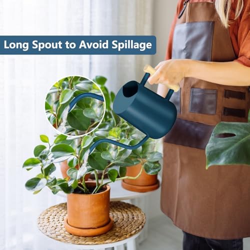 Watering Can Indoor Plants, 35oz Small Stainless Steel Metal Watering Can Modern Decorative Watering Pot with Long Spout for Indoor House Plant Bonsai Garden Flowers (Dark Blue) - Image 2